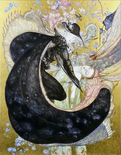 天野喜孝の絵画作品　タイトルは、花の乱　舞